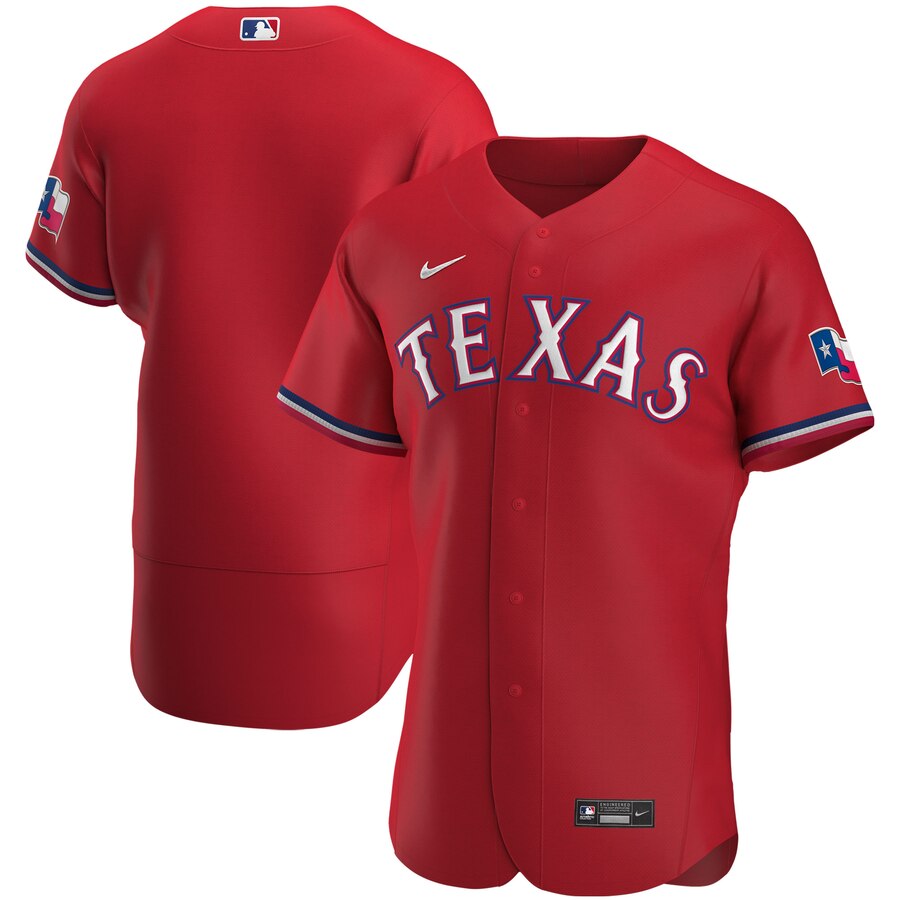 Custom Texas Rangers Men Nike Red Alternate 2020 Authentic MLB Jersey->buffalo bills->NFL Jersey